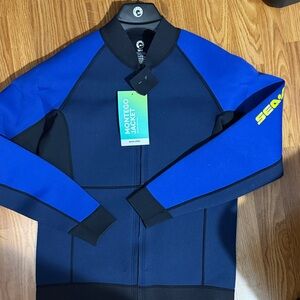 SEAC Men's Blue and Black Swim Jacket